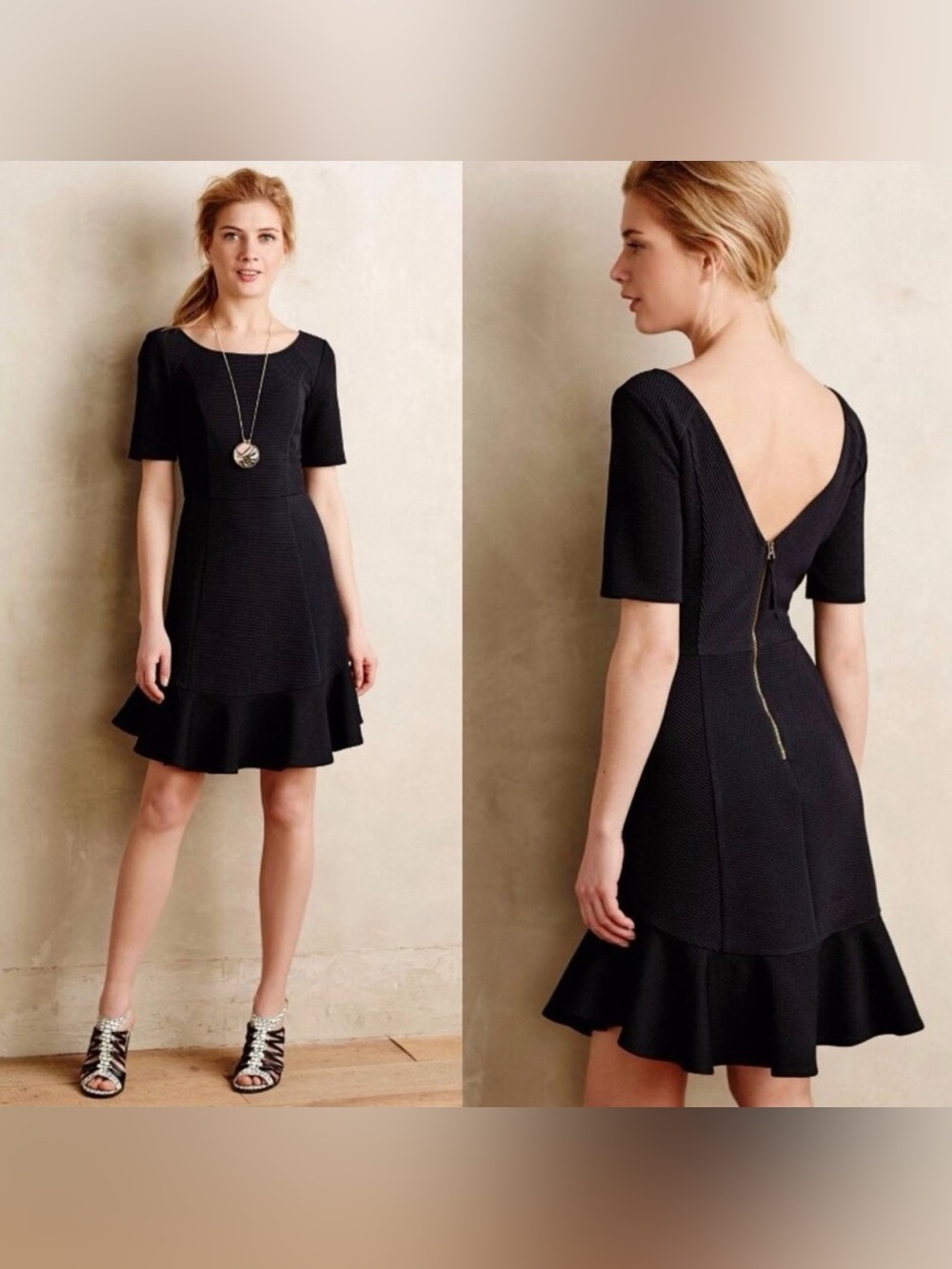 HD in Paris Black Short-Sleeve Fit-and-Flare Mini Dress